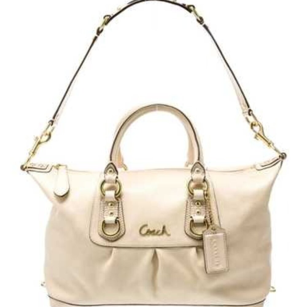 COACH Ashley Front Pleat Leather Convertible Satchel Shoulder Bag  -  F15445